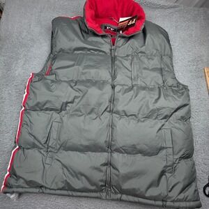 Pacific Flyer Puffer Vest Mens 5X Charcoal Gray Red Fleece Lined Zip SAS566